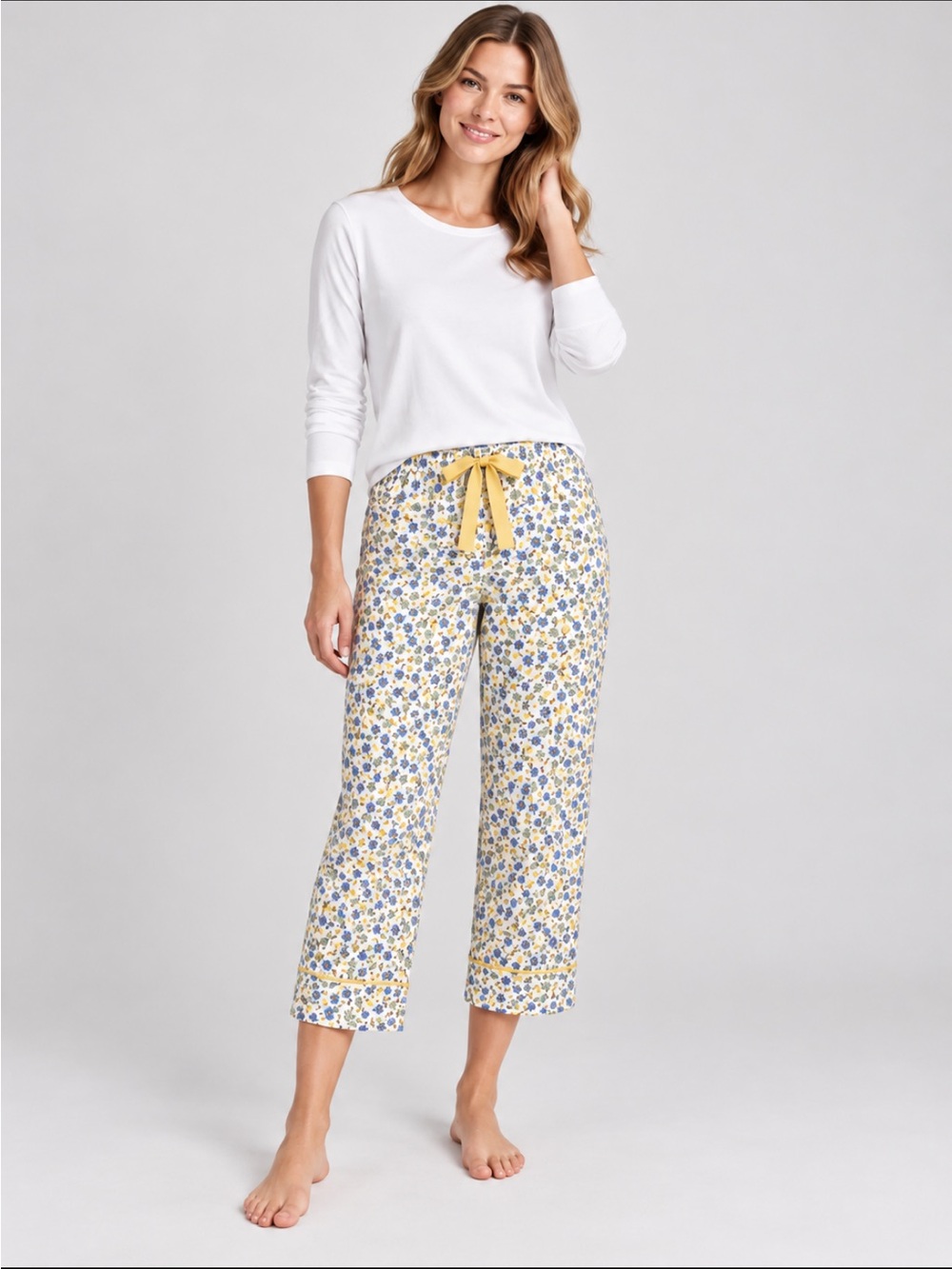LandsEnd x Draper James Women's 100% Cotton Poplin Pajama Crop Pants